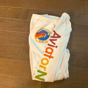 White ladies sweatpants from Aviator Nation